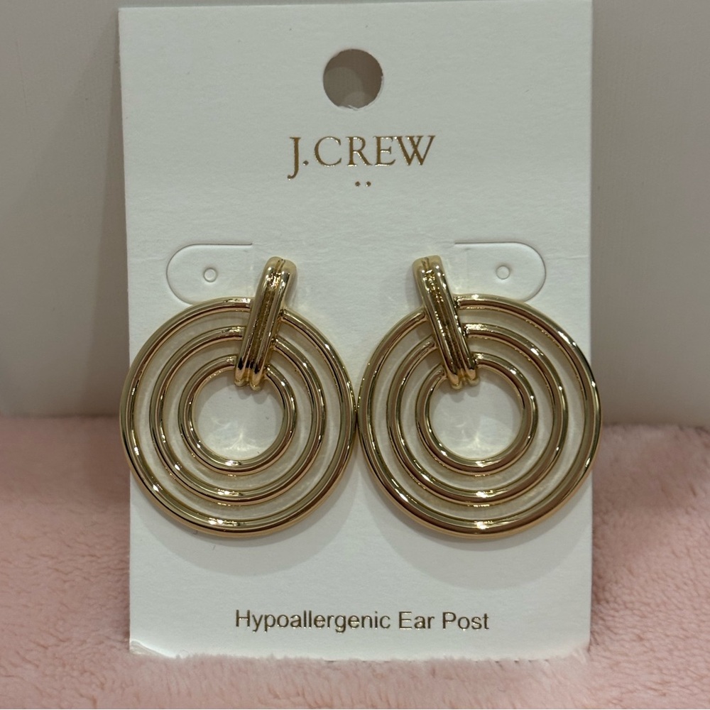 J. Crew Gold Circular Earrings, NWT